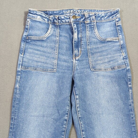 American Eagle Jeans Women's 10 Blue Super Hi-Rise Flare Denim - Picture 4 of 12